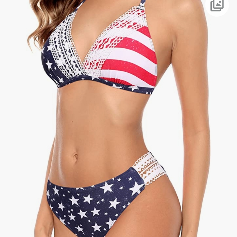 Women's Crochet Lace Bikini Two Piece Triangle Swimsuit Bathing Suits